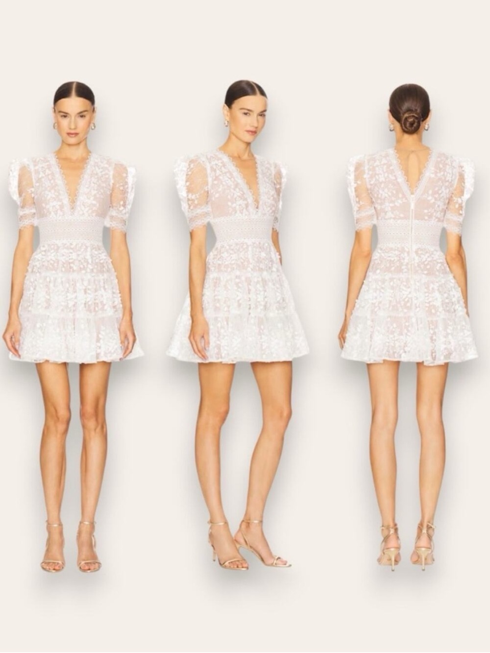 NWT Bronx and Banco Megan Mini Dress in Blanc White Nude Medium Women’s
